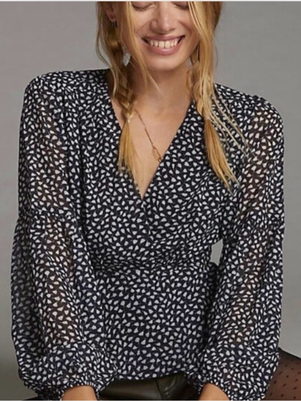 Porridge (Anthropologie) Puff-Sleeved Wrap Blouse